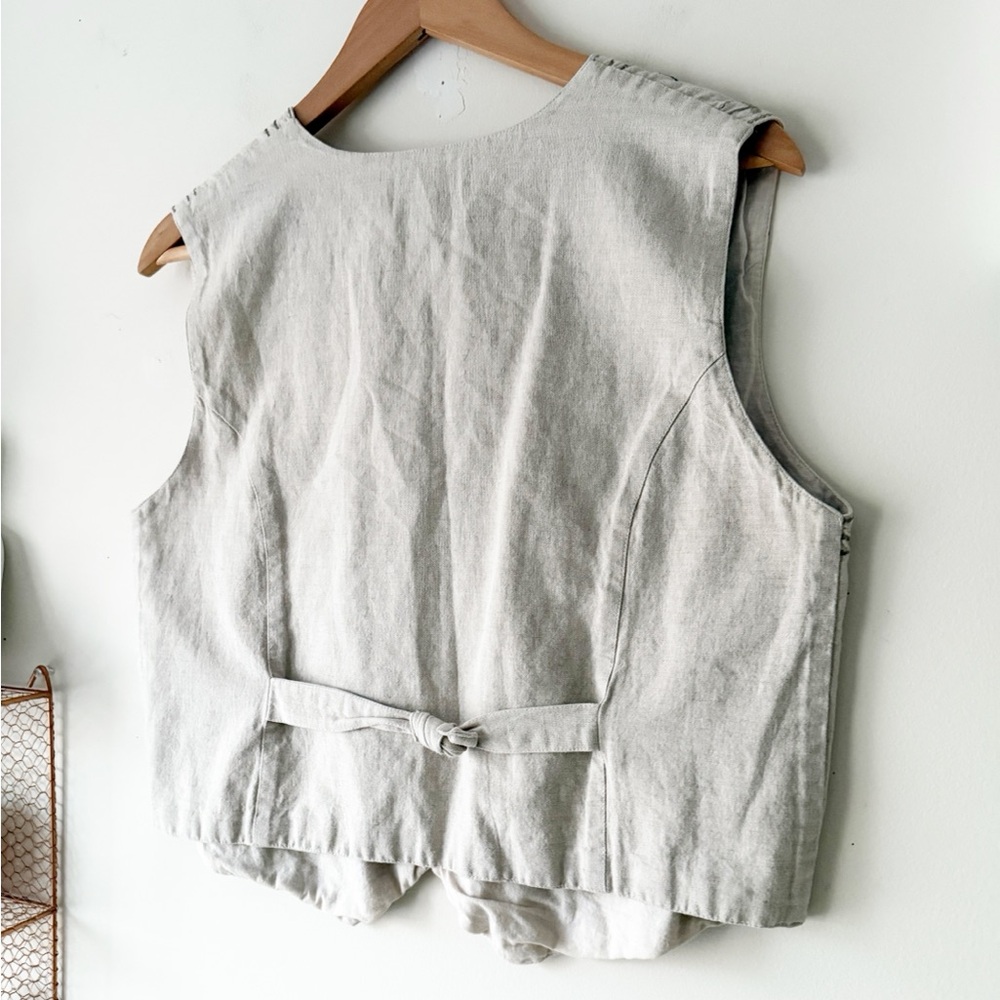 Vintage Cottagecore Floral Embroidered Cotton Linen Folk Vest Boho 90s Revival M - Picture 10 of 13